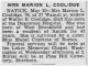 Obituary of Marion Coolidge